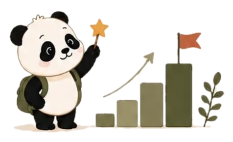 Panda bangga dengan bendera di puncak grafik